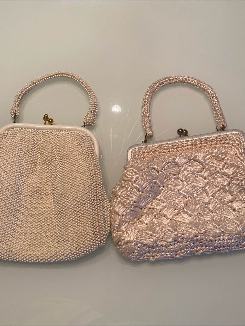 Bundle of 2 Vintage Cream & White Frame Evening Handbags - Lumured & Simon Japan